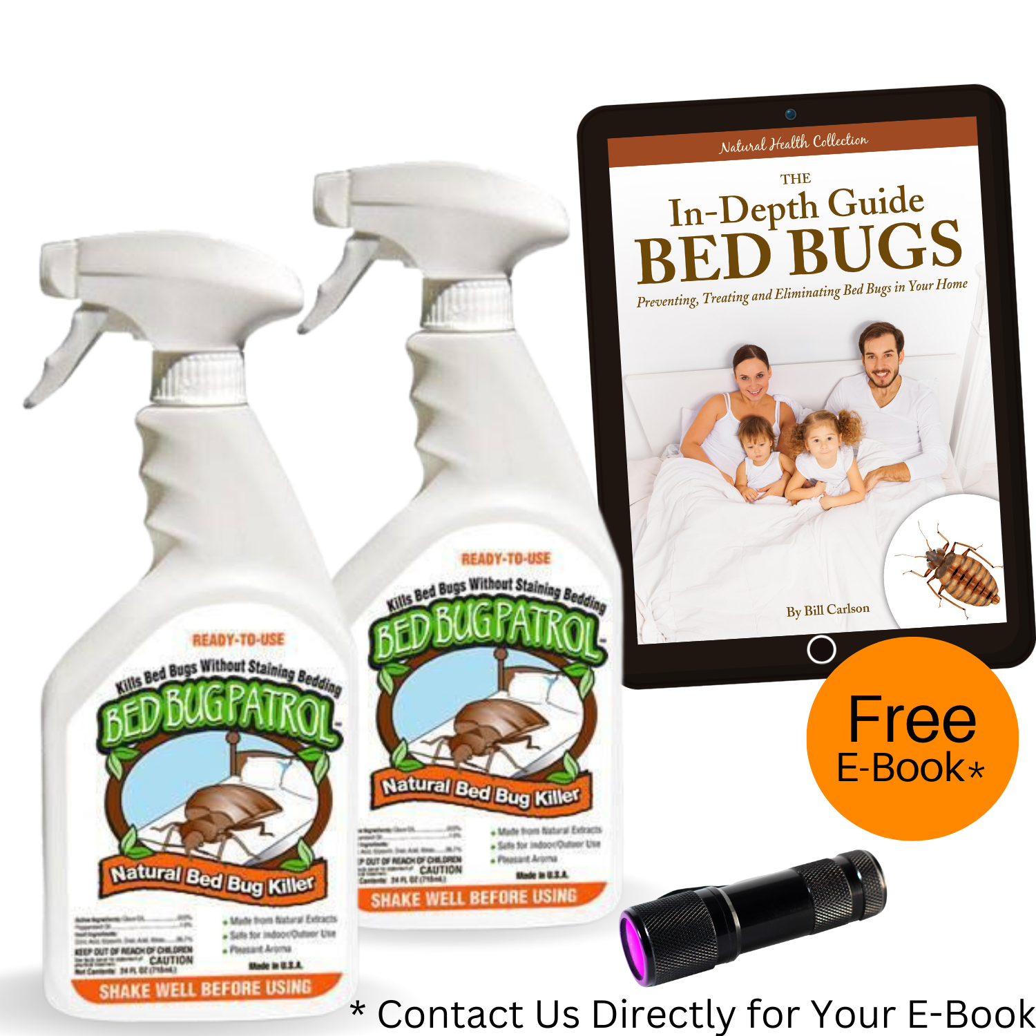 Bed Bug Patrol Bed Bug Killer | (2) 24 oz Bottles | UV Light | 100% Environmentally Friendly, Family & Pet Safe Bed Bug Killer Formula